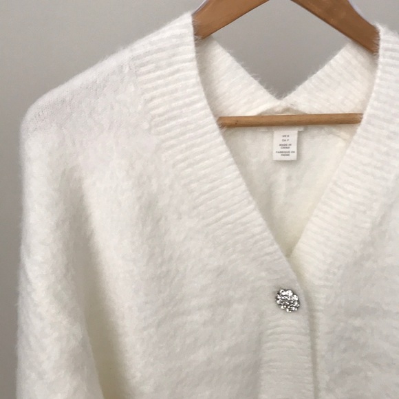 H&M fluffy cardigan rhinestone buttons - Picture 5 of 9
